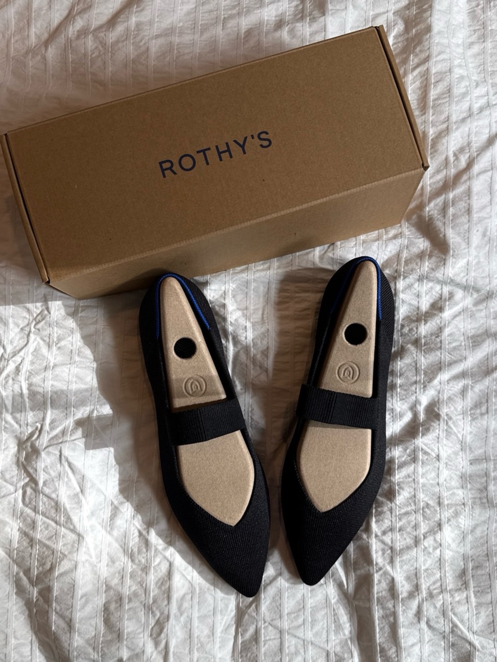 Rothy's Black Pointed Mary Jane Flats NIB